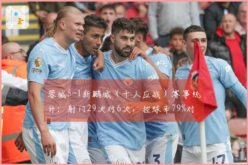 蓉城5-1新鹏城（十人应战）赛事统计：射门29次对6次，控球率79%对21%